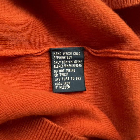 Y2K Polo Ralph Lauren Sweater Men Large Orange V Neck Pima Cotton Pullover Pony - Picture 9 of 9